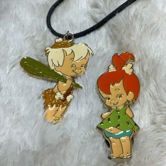 Flintstones Hanna Barbera Bamm-Bamm Choker and Pebbles Pin Vintage 1994 - Picture 6 of 6